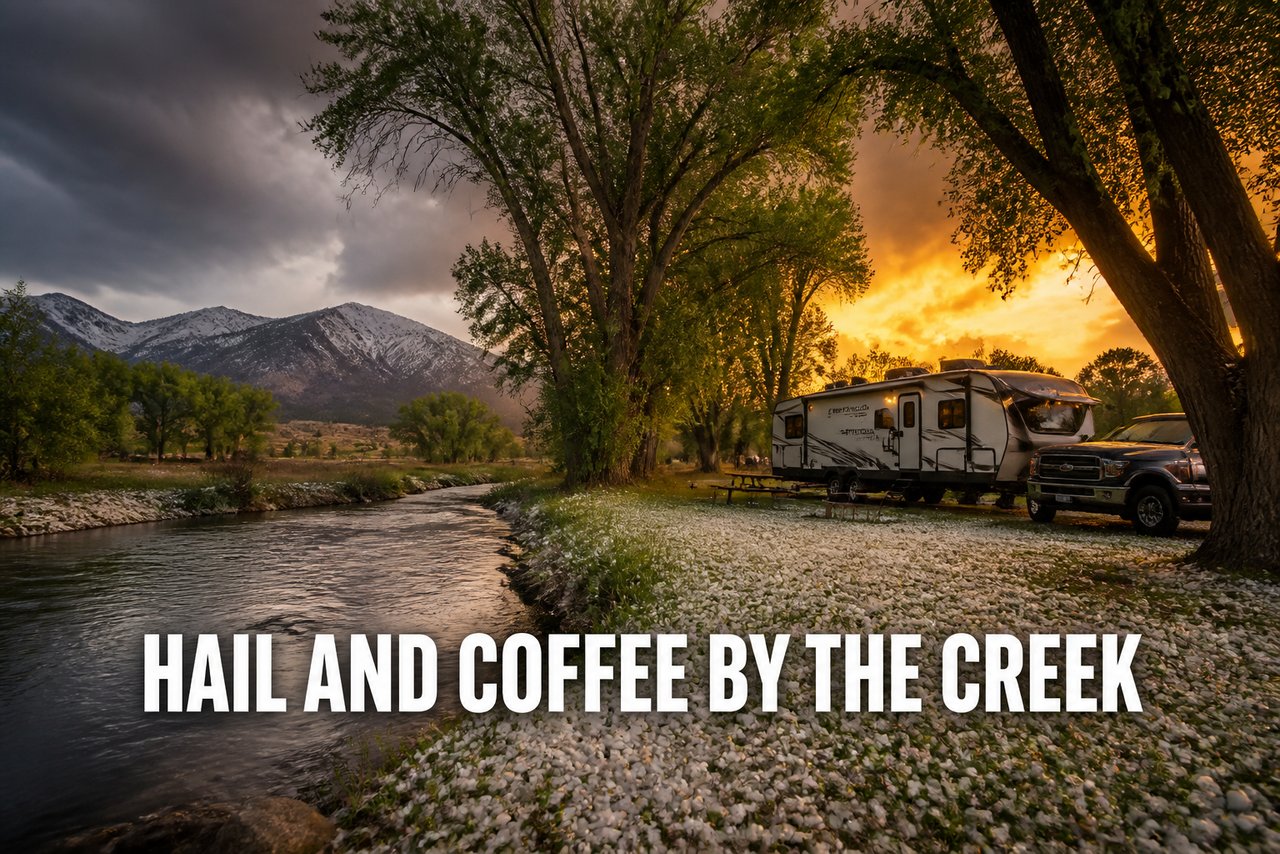 Spring Creek RV Park: Hail and Coffee by the Creek